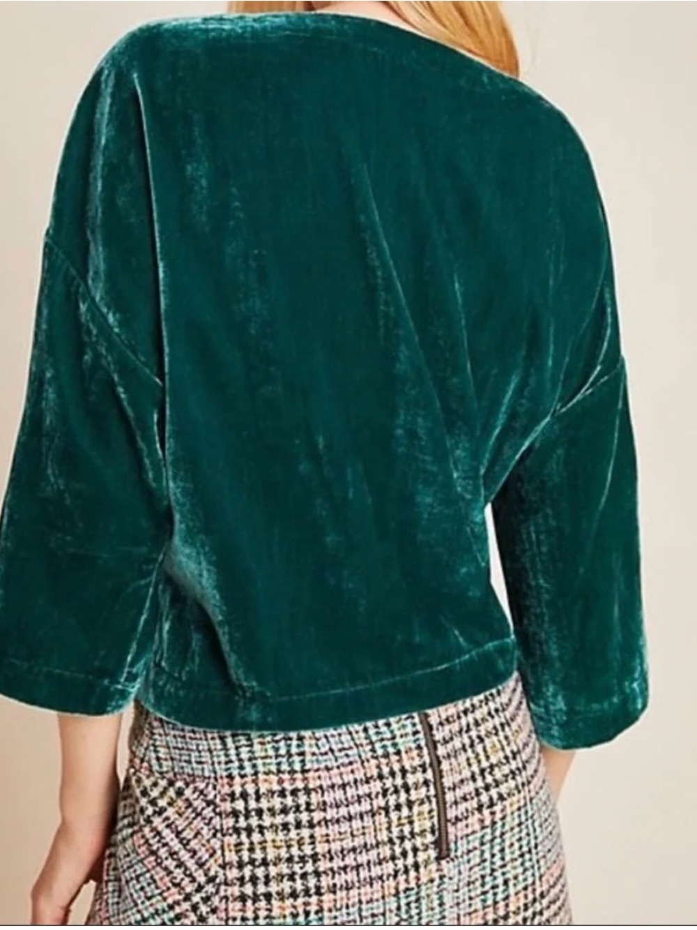 cupcakes & cashmere Emerald Green Velvet Scoop Neck Blouse - Picture 4 of 7